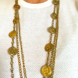 Coin Gold 3 Chain Necklace